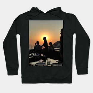 Santorini Sunset from a Restaurant Hoodie